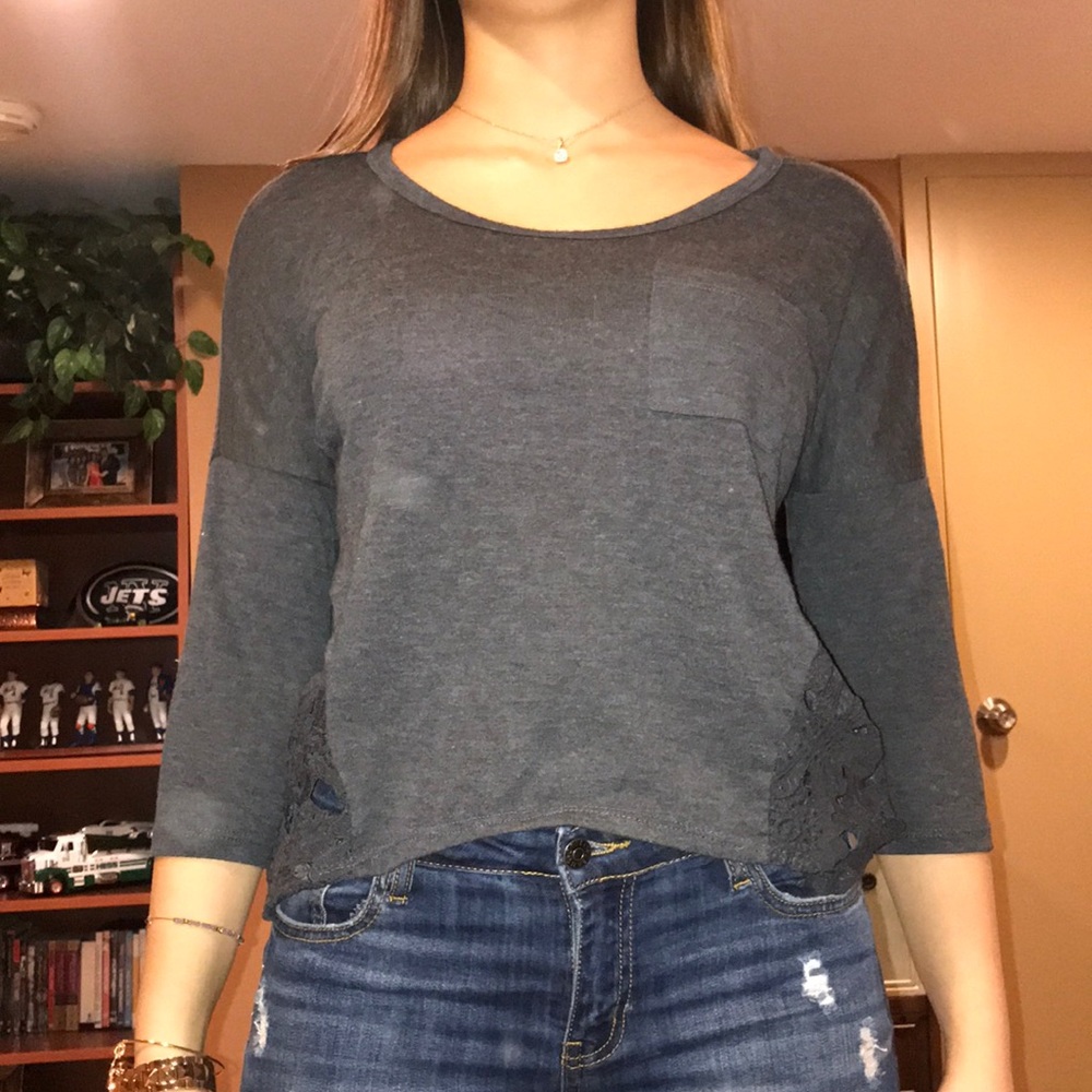 crop sleeve cotton top